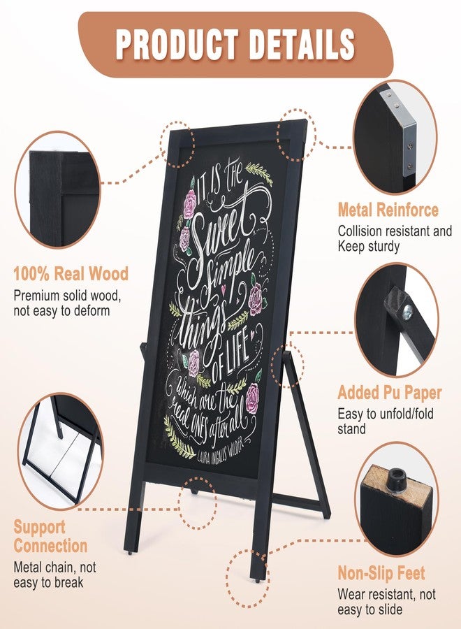 SELEAD Solid Wood Frame Chalkboard with Stand - 40" x 20" Magnetic Double Sided Sandwich Board Signs Outdoor Chalk Board Easel Pizarra for Menu, Business, Cafe, Event - Black - Image 5