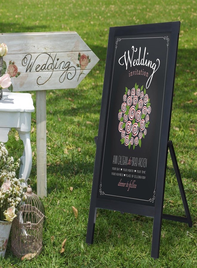 SELEAD Solid Wood Frame Chalkboard with Stand - 40" x 20" Magnetic Double Sided Sandwich Board Signs Outdoor Chalk Board Easel Pizarra for Menu, Business, Cafe, Event - Black - Image 3