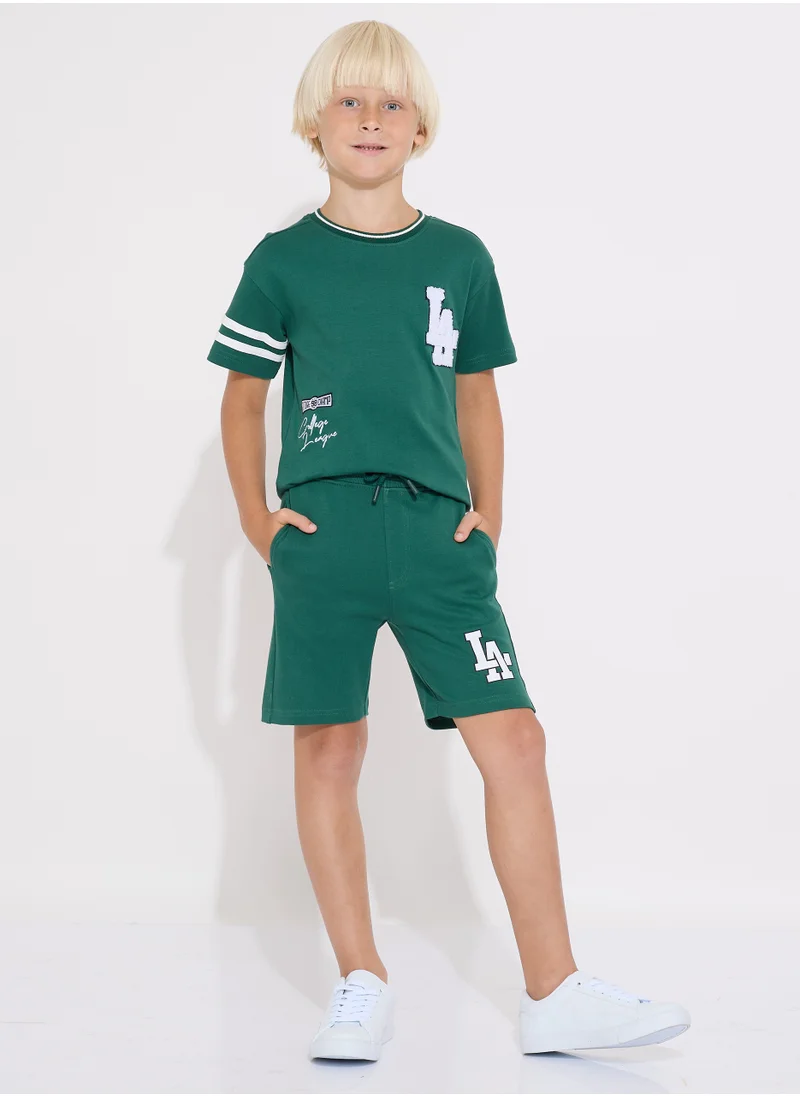 victor and jane Boys' Summer Outfit Set: 2-Piece T-Shirts & Shorts - Dark Green (2-8 Years)