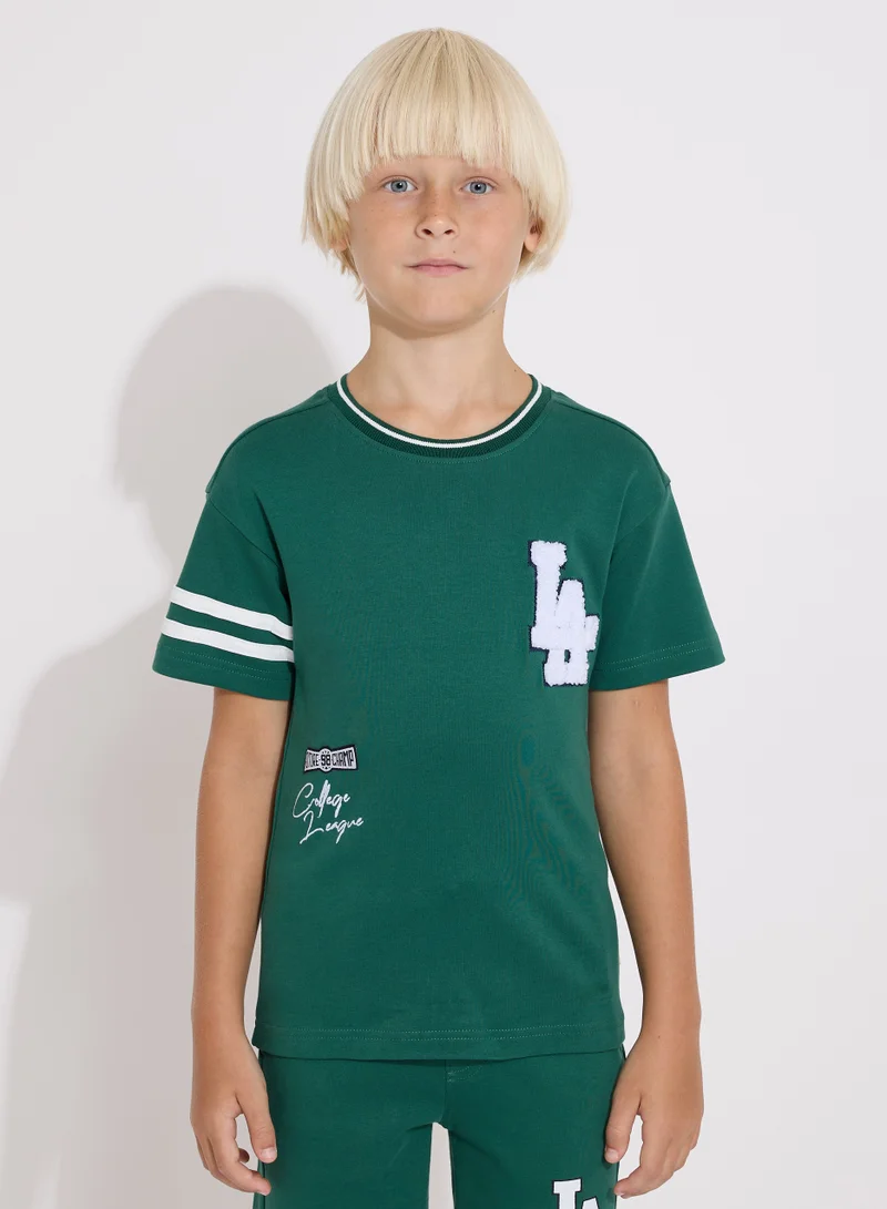 victor and jane Boys' Summer Outfit Set: 2-Piece T-Shirts & Shorts - Dark Green (2-8 Years)