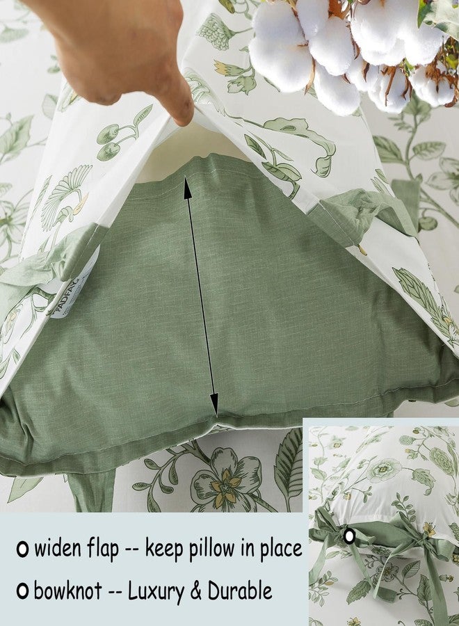 FADFAY Twin XL Floral Sheets for College Girls Premium Percale Cotton Green Flower Bed Sheet with Cute Bowknot Design Shabby Vintage Chic Bedding Dorm Room Soft Breathable Deep Pocket Fittes Sheet - Image 5