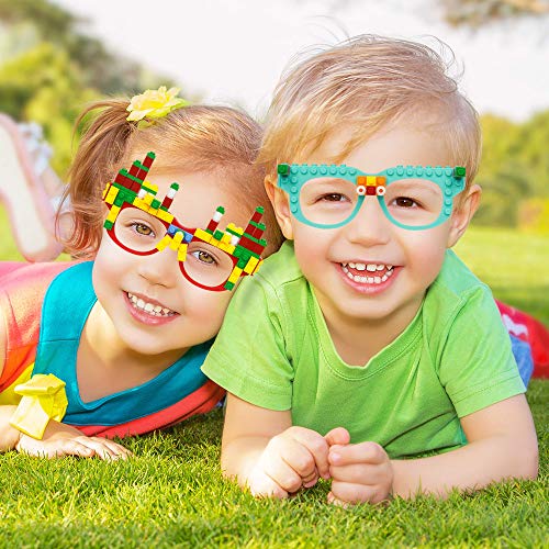 Woby Party Favor for Kids Gift Building Block Glasses DIY Stacking Block Bricks Party Glasses Toys Party Supplies Decorations for Birthday Christmas Carnival 9 Pcs - Image 5