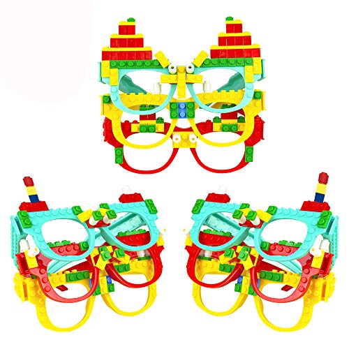 Woby Party Favor for Kids Gift Building Block Glasses DIY Stacking Block Bricks Party Glasses Toys Party Supplies Decorations for Birthday Christmas Carnival 9 Pcs - Image 1
