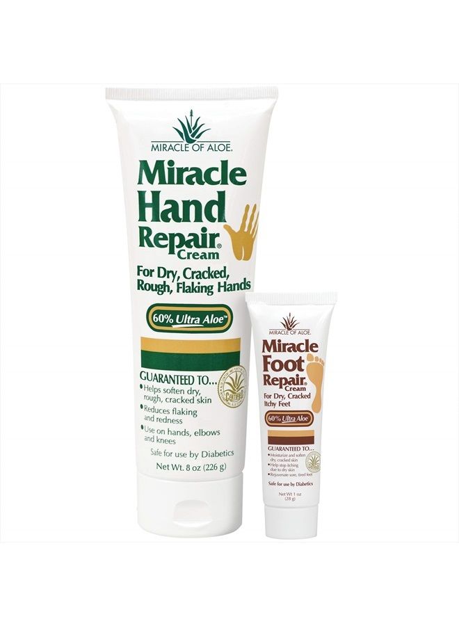 Miracle of Aloe Miracle Hand Repair 8 oz & Miracle Foot Repair 1 oz tube  - Image 1