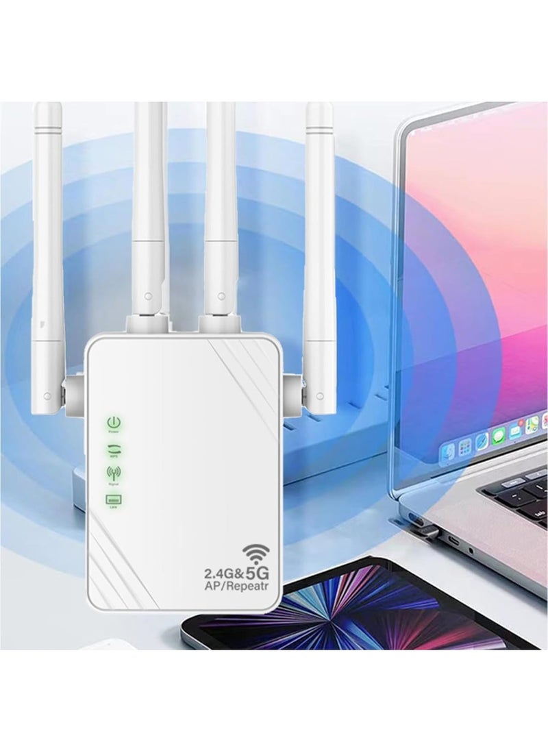 Aookay - [Upgraded] WiFi Extender, WiFi Range Extender, 5G 1200 Mbps Dual Frequency, Mini Compact Internet Extender for Home, Wireless WiFi Repeater (White) - Image 1