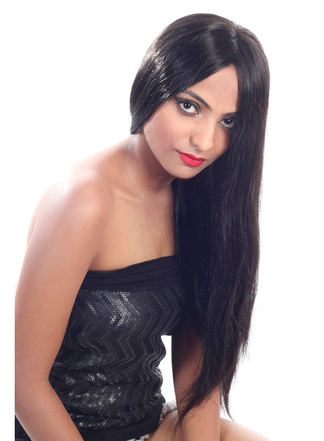 Ritzkart Women Feel Real Hair Fiber Heat Resistance Black Wig, Black, - Image 2