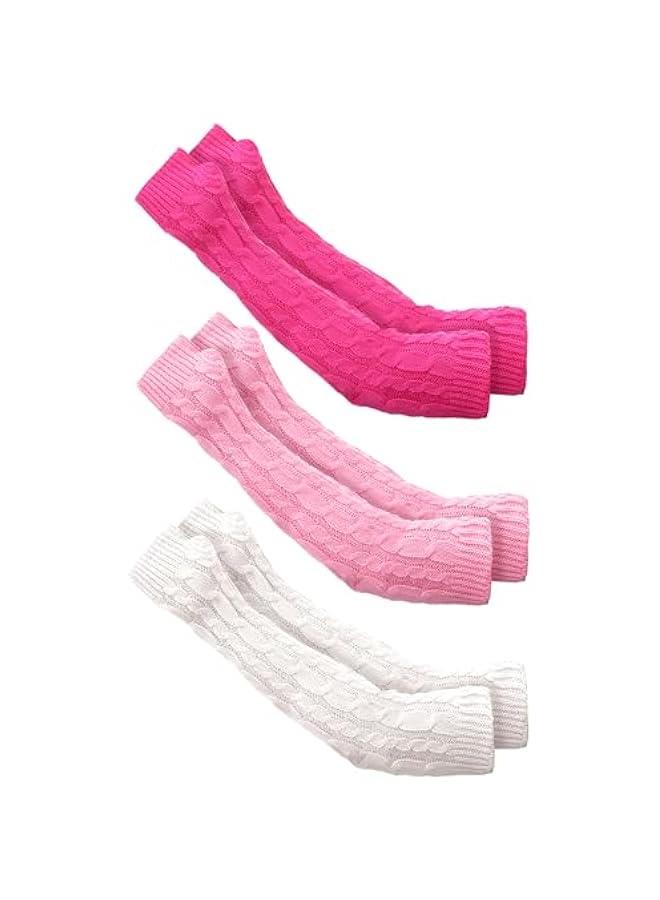 3 Pairs Arm Warmers Long Fingerless Gloves Knit Wrist Warmers with Thumb Hole Open Finger Arm Socks for Women Adult  - Image 1