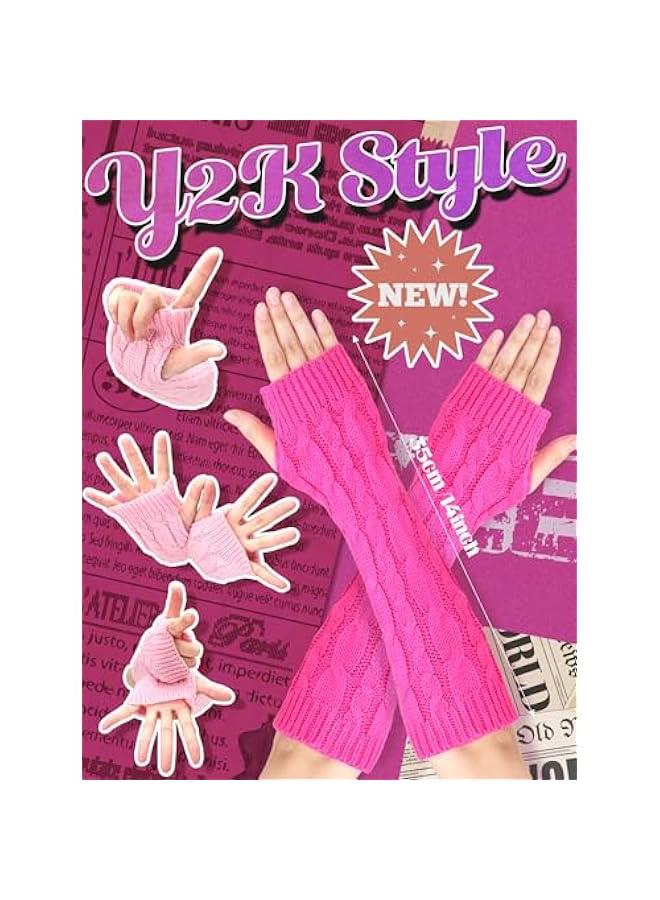 3 Pairs Arm Warmers Long Fingerless Gloves Knit Wrist Warmers with Thumb Hole Open Finger Arm Socks for Women Adult  - Image 2