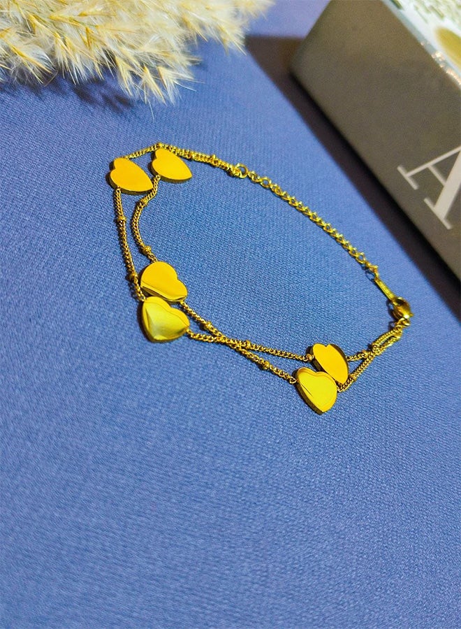 انسيال من الاستانلس ستيل النقي 2  دور شكل قلب - إكسسوار فاخر للسيدات مصنوع من الاستانلس ستيل الخالص المقاوم للصدا وتغيير اللون - اكسسوارات حريمي_ اكسسوارات استانلس - اكسسوارات حريمي استانلس - مجوهرات ـ اكسسوارات. - Image 3