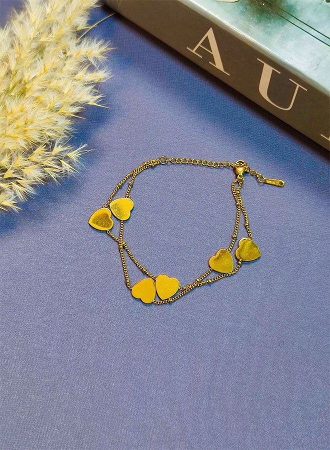 انسيال من الاستانلس ستيل النقي 2  دور شكل قلب - إكسسوار فاخر للسيدات مصنوع من الاستانلس ستيل الخالص المقاوم للصدا وتغيير اللون - اكسسوارات حريمي_ اكسسوارات استانلس - اكسسوارات حريمي استانلس - مجوهرات ـ اكسسوارات. - Image 2