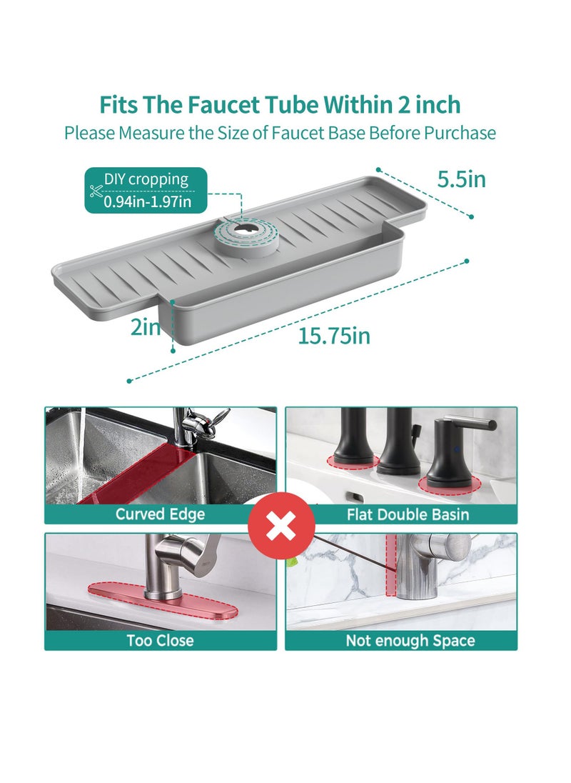 Kitchen Faucet Sink Splash Guard, Silicone Faucet Water Catcher Mat, Kitchen Sink Splash Guard Upgraded Faucet Water Catcher Tray, for Kitchen Bathroom Countertop