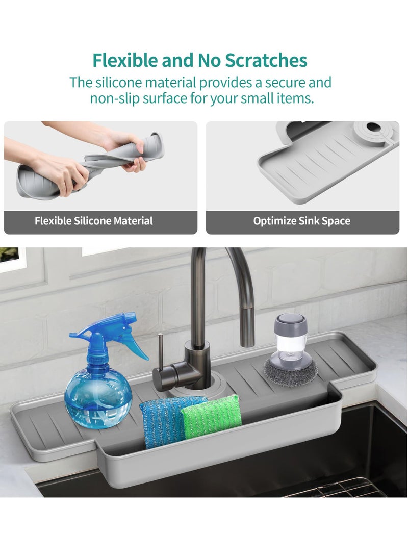 Kitchen Faucet Sink Splash Guard, Silicone Faucet Water Catcher Mat, Kitchen Sink Splash Guard Upgraded Faucet Water Catcher Tray, for Kitchen Bathroom Countertop