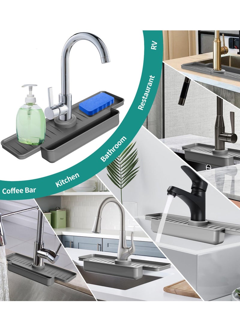 Kitchen Faucet Sink Splash Guard, Silicone Faucet Water Catcher Mat, Kitchen Sink Splash Guard Upgraded Faucet Water Catcher Tray, for Kitchen Bathroom Countertop