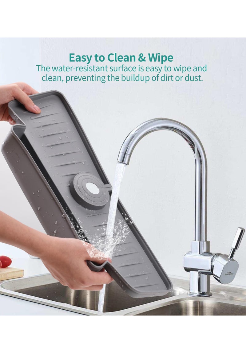 Kitchen Faucet Sink Splash Guard, Silicone Faucet Water Catcher Mat, Kitchen Sink Splash Guard Upgraded Faucet Water Catcher Tray, for Kitchen Bathroom Countertop