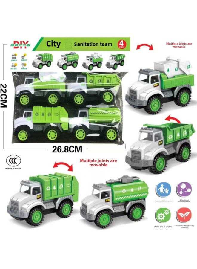 Children's Toy Car Card Bag Four Pack Inertia Fire Truck Engineering Vehicle Suit Stall Supply Small Gift-Color:54678 Hanging Bag  832-c24  - Image 3