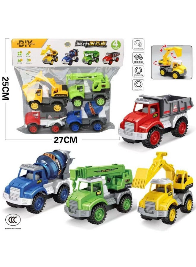 Children's Toy Car Card Bag Four Pack Inertia Fire Truck Engineering Vehicle Suit Stall Supply Small Gift-Color:54678 Hanging Bag  832-c24  - Image 2
