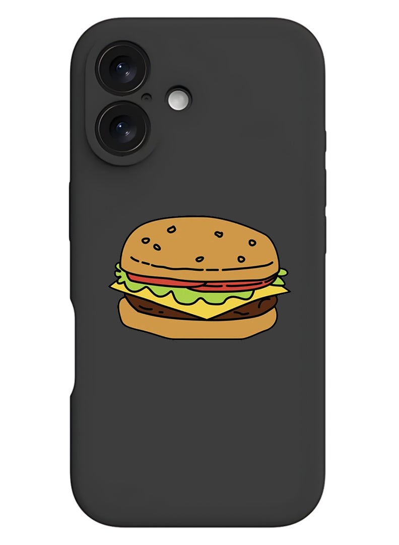 Theodor Protective Slim Fit Case Liquid Silicone Cover with Full Body Protection Anti-Scratch Shockproof Case For Apple iPhone 17 (Black) Burger - Image 1