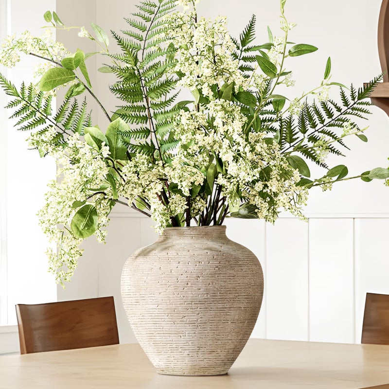Vanselia Ceramic Flower Vase Home Decor - Large Tall Farmhouse Table Vases Rustic Vintage Living Room Kitchen Bedroom Decorations for House Book Shelf Office Coffee Desk Dining Fireplace (10" Retro) - Image 4