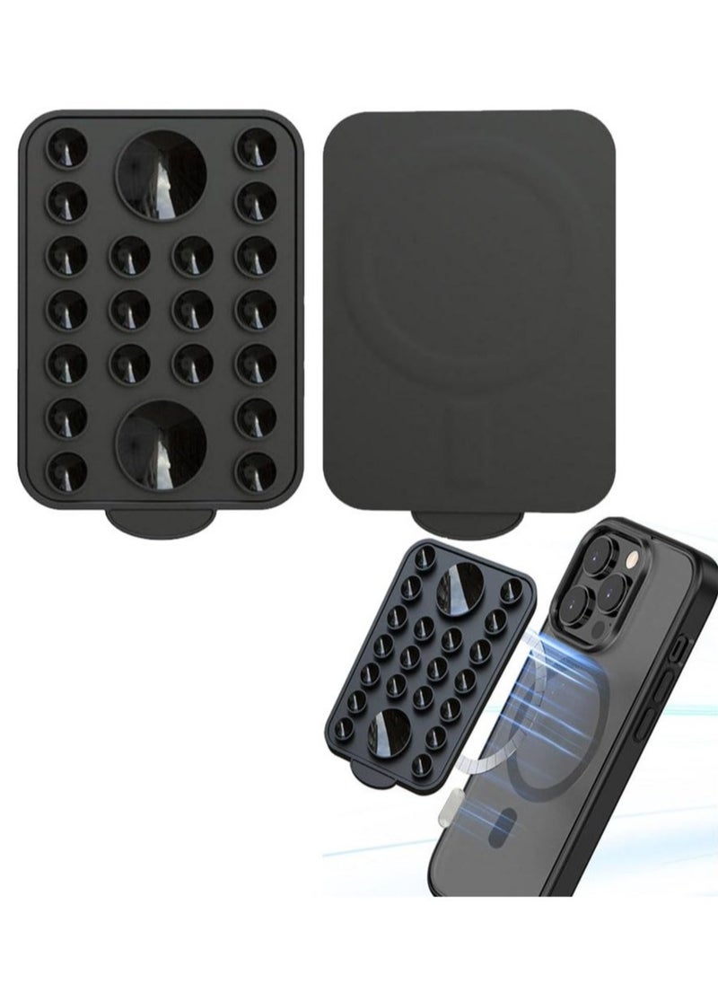 Excefore Silicone Suction Phone Case Stand, Hands-Free Cell Phone Accessory Holder for iPhone 15/14/13/12 Series, Suitable for Selfies and Tiktok Videos, Creator and Sharer (Black)  - Image 1