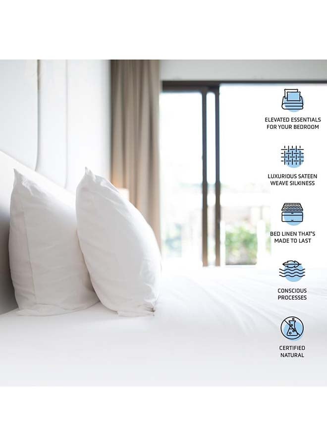 rocketlinen Rocketlinen 400 Threadcount Pillow Cases 100% Cotton Set of Two Sateen Weave Hotel Style Beige (Queen Pillowcases 50x75cm)  - Image 5
