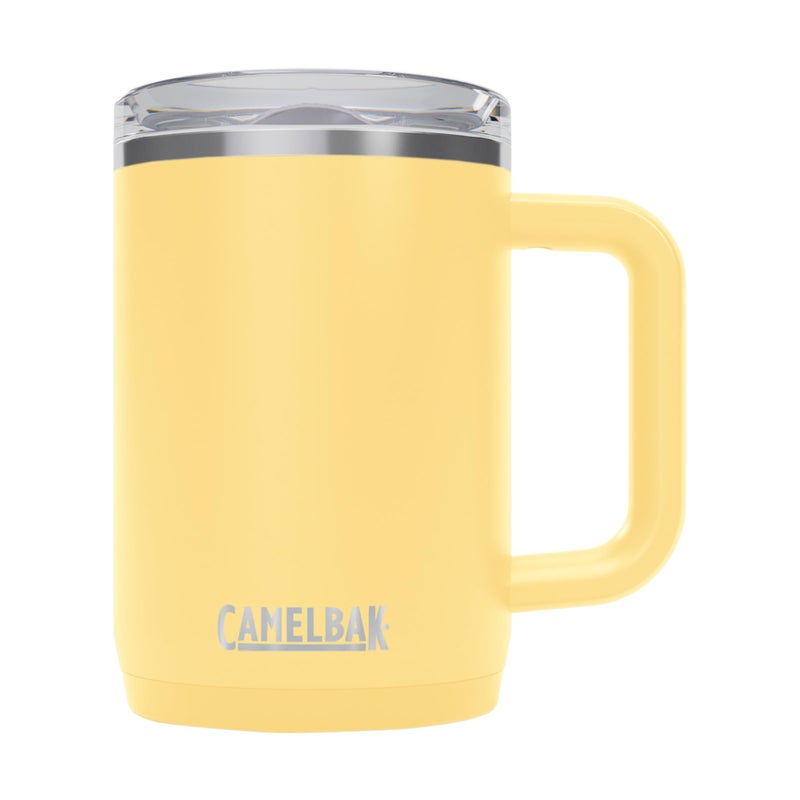 CAMELBAK كوب كاملباك ثرايف المقاوم للتسرب سعة 16 أونصة - فولاذ مقاوم للصدأ معزول - للسفر  القهوة  الشاي  المشروبات الساخنة - مقاوم للتسرب - متوافق مع حوامل الأكواب  بلوم الأصفر - Image 1