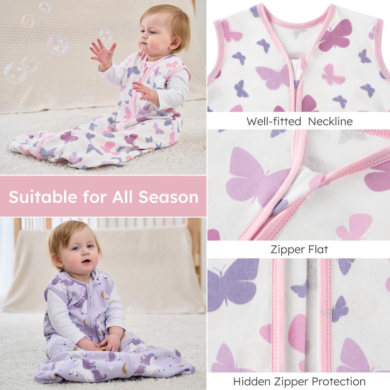 Yoofoss Baby Sleep Sack 12-18 Months Wearable Blanket for Babies 100% Organic Cotton 2-Way Zipper TOG 0.5 Toddler Sleeping Sack 3 Pack, Comfy Lightweight Sleep Sacks - Image 5