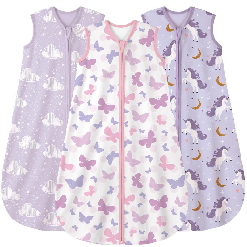 Yoofoss Baby Sleep Sack 12-18 Months Wearable Blanket for Babies 100% Organic Cotton 2-Way Zipper TOG 0.5 Toddler Sleeping Sack 3 Pack, Comfy Lightweight Sleep Sacks - Image 1