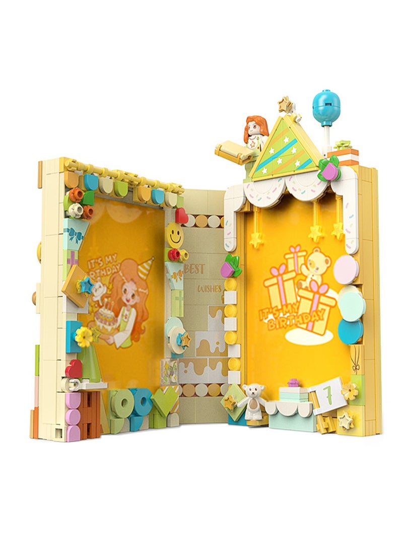 Yellow Photo Album Building Block Book Model Set Building Blocks Creative Diy Simulation Collection Building Assembly Toys Children Adult Home Furnishings  - Image 1