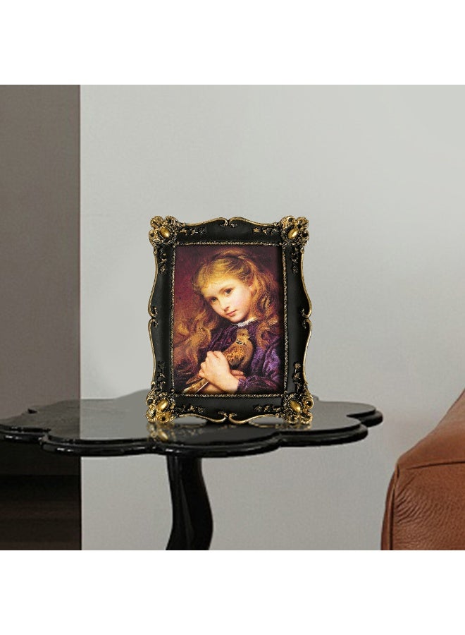 إطار صورة فينتاج أسود 5×7 بوصة، إطارات صور أنتيك مع واجهة زجاجية، للاستخدام على الطاولة والتعليق على الحائط، ديكور منزلي، آرت ديكو، معرض صور، عروض، أفكار هدايا (أسود، 5×7) - Image 4