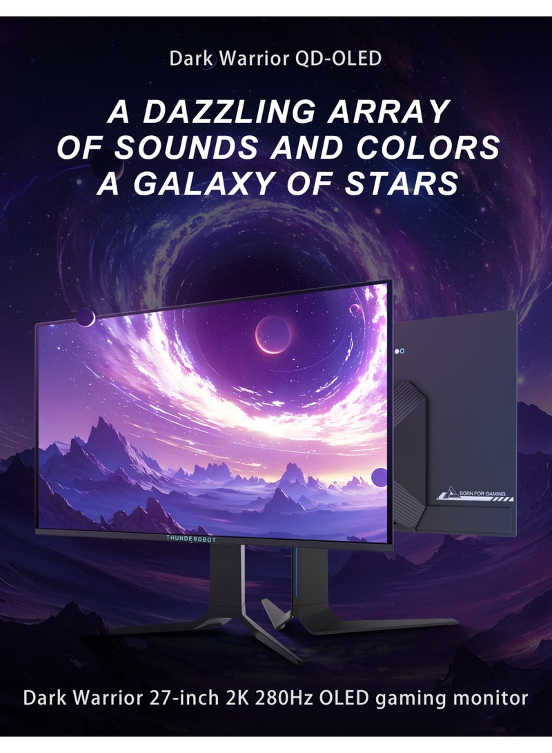 ثوندروبوت شاشة ألعاب QD-OLED بدقة 2K مقاس 26.5 بوصة | معدل تحديث 280 هرتز | زمن استجابة 0.03 مللي ثانية | HDR 1000nit | 99% DCI-P3 | إضاءة زرقاء منخفضة | شحن من النوع C بقدرة 15 واط | حامل قابل للتعديل الارتفاع والدوران - Image 2