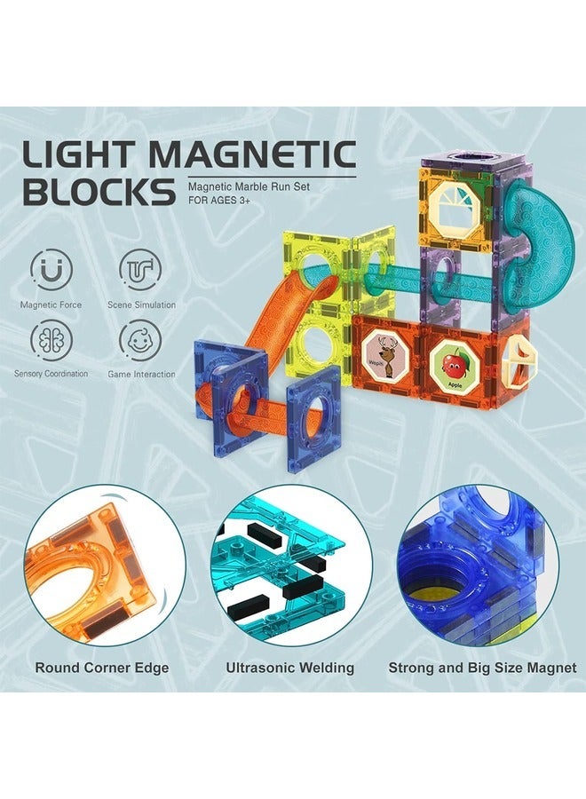 Magnetic Marble Run Set, 42 Pcs Magnetic Tiles 3D Building Blocks STEM Learning Toys, Magnetic Race Track Play Set Magnet Construction Toys for Boys Girls Ages 3+ - Image 2