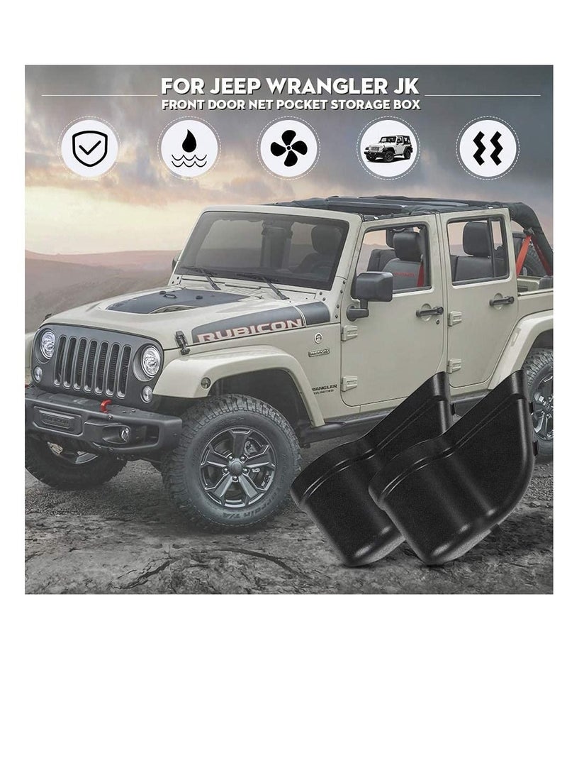 Excefore DP3 Front Door Storage Pockets, Door Side Insert Organizer Box for 2011-2018 Jeep Wrangler JK JKU 2/4 Door, Interior Storage Expansion Accessories, Black, 2PCS (Latest Upgraded Version)  - Image 3