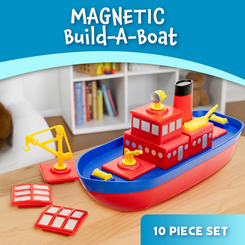 Popular Playthings Magnetic BuildaBoat High Seas Play Set Waterproof Floating Bath Toddler Toys Gifts for Kids Ages 3  Up  10 Pieces - Image 3