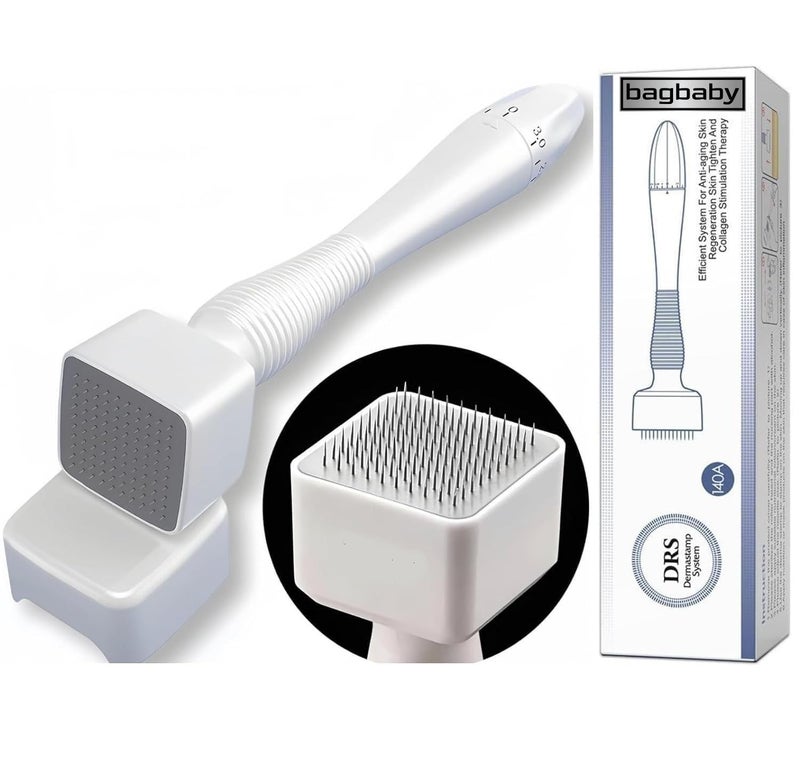 BAGBABY ENTERPRISE BAGBABY 140 Titanium Adjustable Micro Needles Facial Derma Roller Kit for Skin Repair Face Hair Beard Growth Derma Stamp for Hair Growth Titanium Coated Adjustable Needles 025mm to 3mm - Image 1