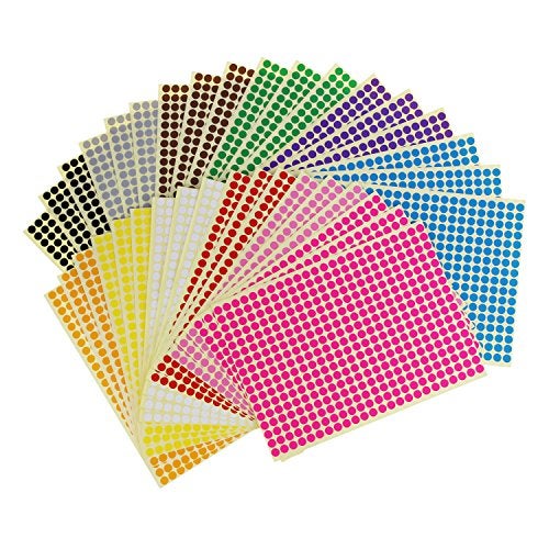 Goodma Sticky Color Coding Labels Removable Small Circle Dot Stickers for Classroom Organization Decorations Yard Sale Calendar Planner, 0.24 Inch Diameter, 12 Colors, Total 14688 Dots in 36 Sheets - Image 1
