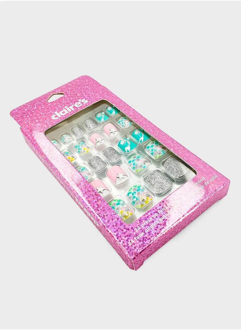 Claires Under the sea Pink Faux Nail