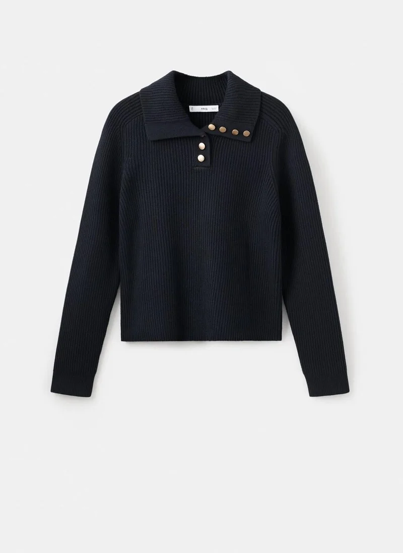 Mango  Ribbed polo-neck sweater with buttons for Women | Best Price UAE