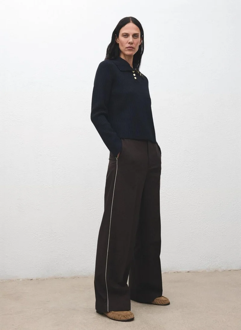 Mango  Ribbed polo-neck sweater with buttons for Women | Best Price UAE