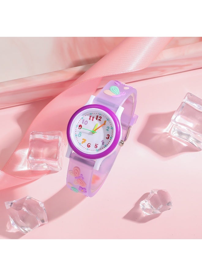 KUYING Purple Silicone Watch+Rainbow Bead Unicorn Bracelet Set - Image 2