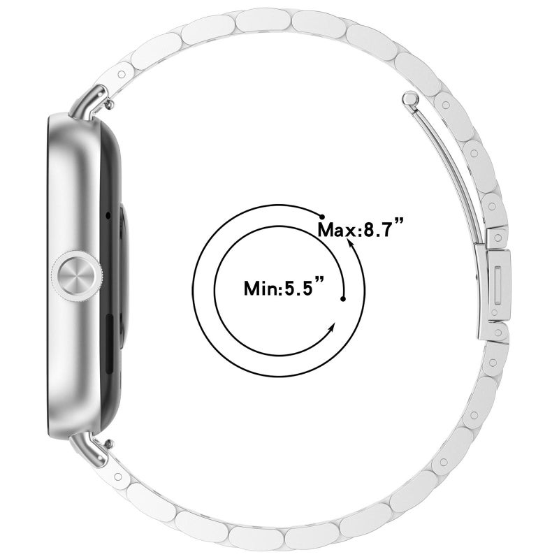 erorex For Xiaomi Smart Band 10 / 9 / 8 Nfc Three Beads Quick Release Metal Watch Band(Silver) - Image 5