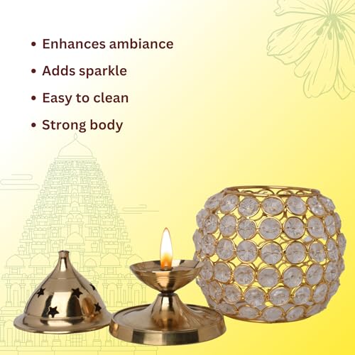 POSHIFY Crystal Dome Matki Diya - Luxurious Glass Diya, deepam Holder for Puja Room and Home Decor - Handcrafted with Crystal Clear Glass - 448 - Image 4