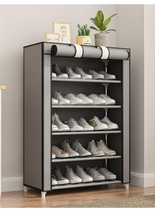 5-Layer Stylish Shoe Organizer, Shoe Rack for Entryway Hallway Storage Furniture with 5 Open Shelves Grey 60x30x90cm - Image 1