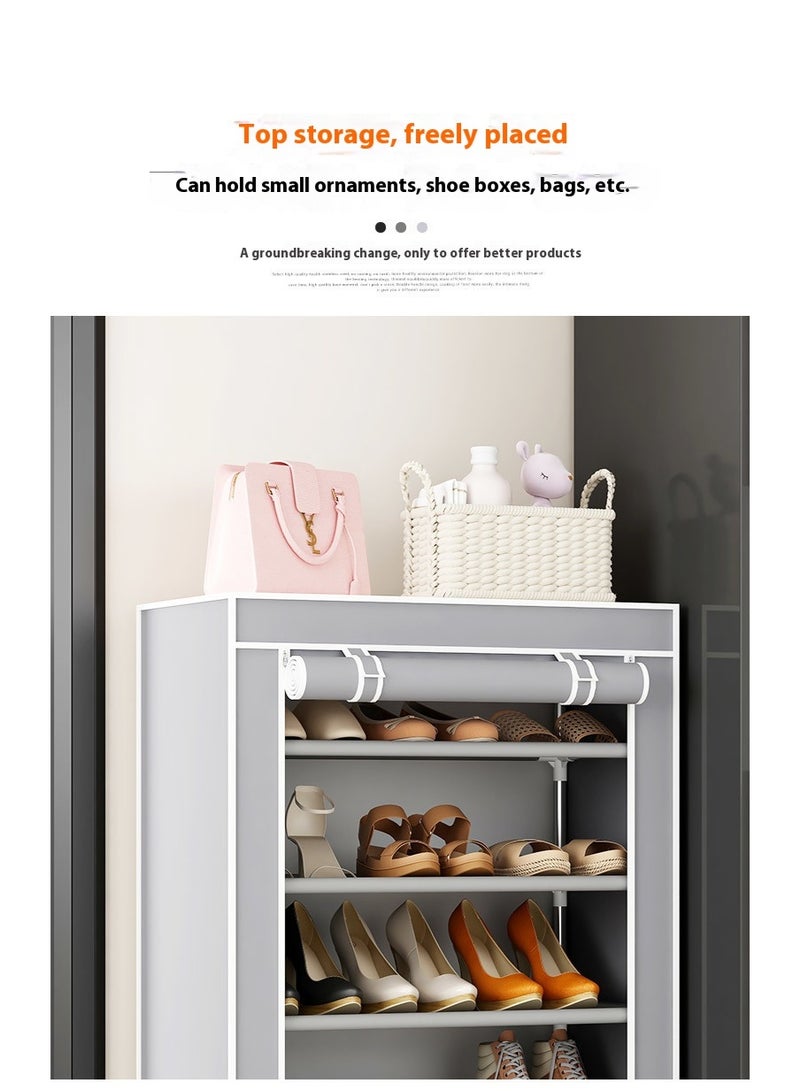 5-Layer Stylish Shoe Organizer, Shoe Rack for Entryway Hallway Storage Furniture with 5 Open Shelves Grey 60x30x90cm - Image 4