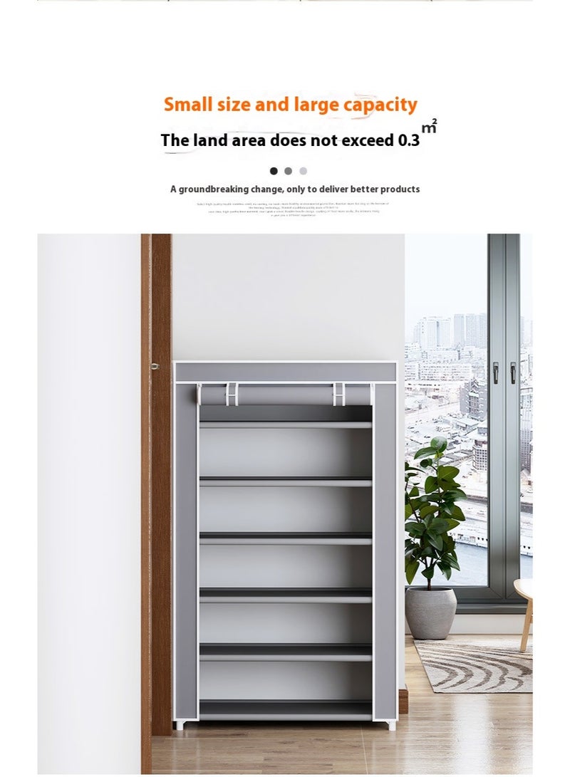 5-Layer Stylish Shoe Organizer, Shoe Rack for Entryway Hallway Storage Furniture with 5 Open Shelves Grey 60x30x90cm - Image 5