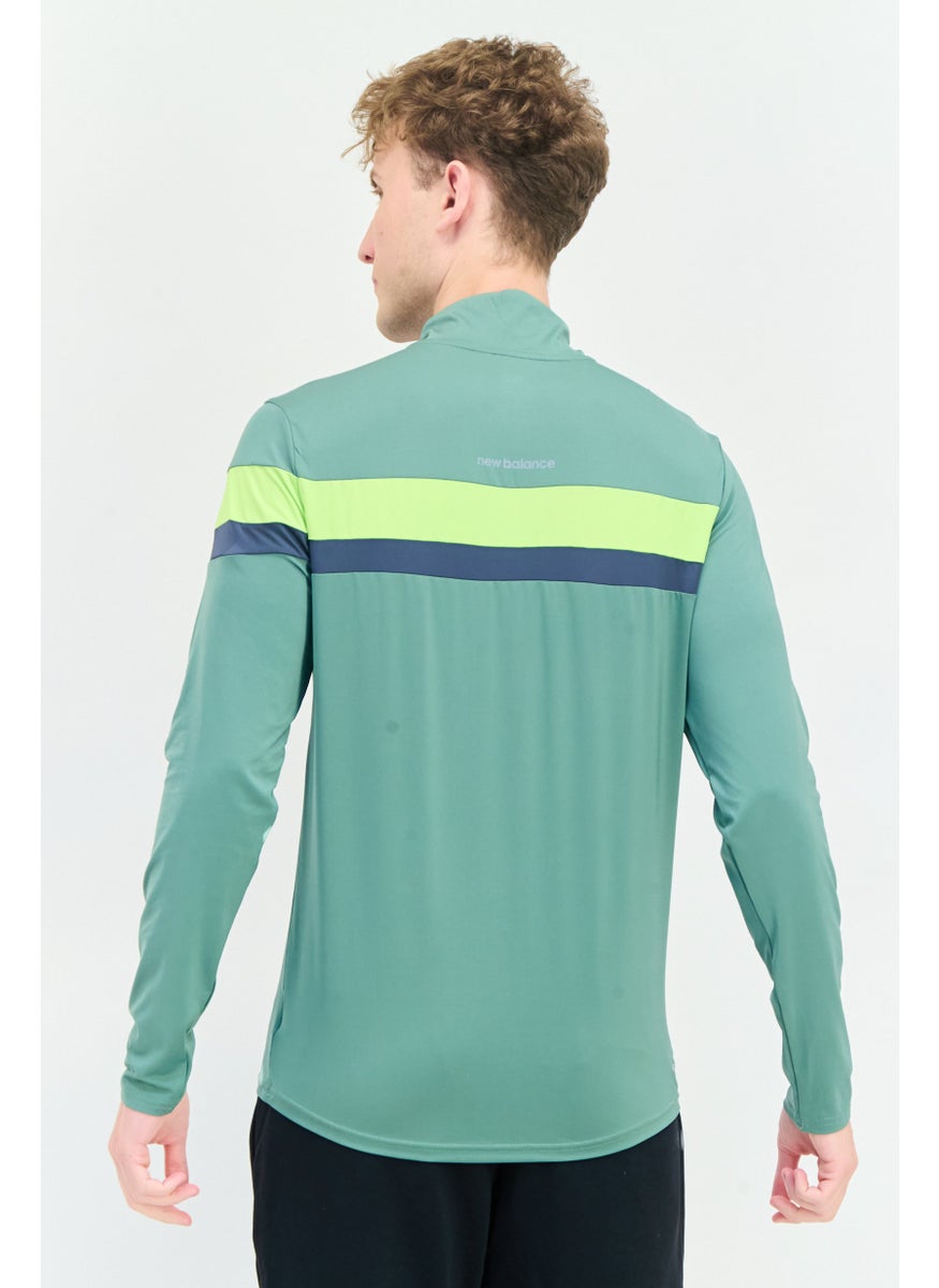 New Balance Men Athletic Fit Long Sleeve Running T-Shirt, Green  - Image 4