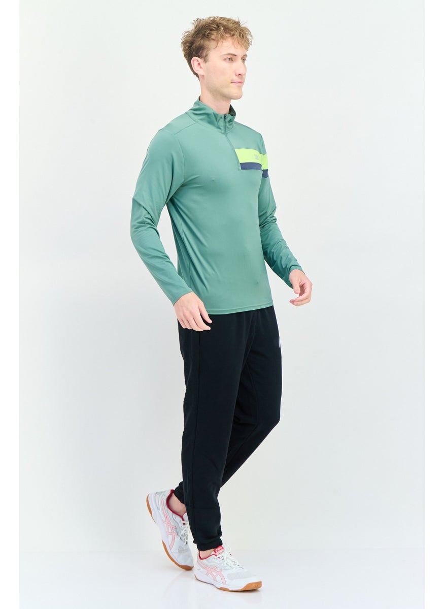 New Balance Men Athletic Fit Long Sleeve Running T-Shirt, Green  - Image 3