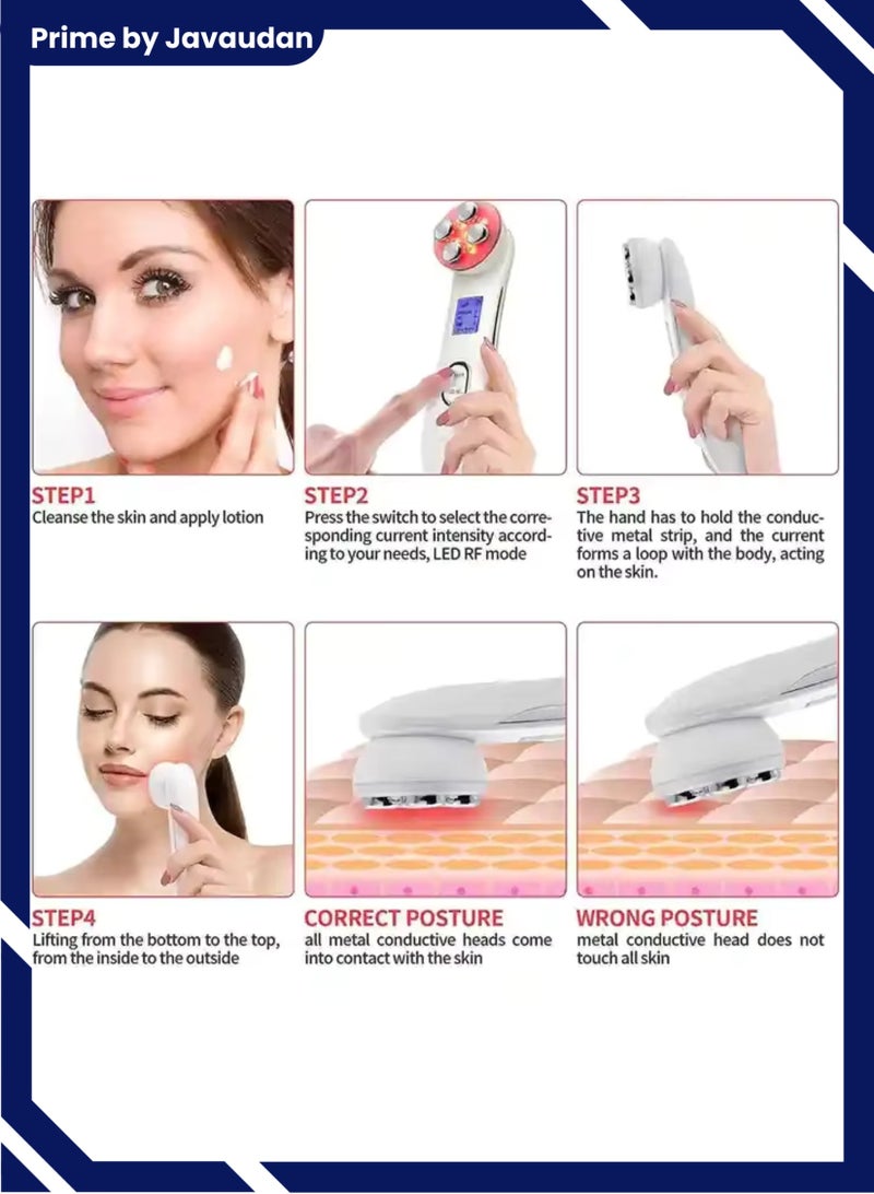 برايم بي جافاودان جهاز شد الوجه 5 في 1، جهاز شد الجلد بترددات الراديو لإزالة التجاعيد، جهاز مضاد للشيخوخة، تجديد البشرة - Image 5
