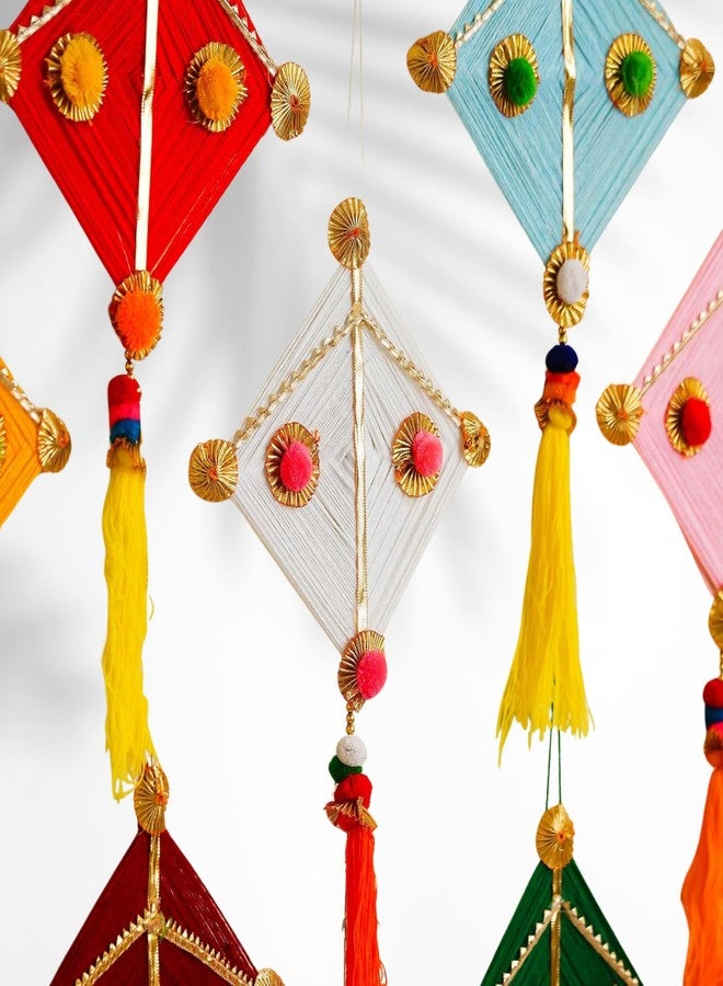 RR Crafts Woollen Handmade Colorful Kite Hanging Pack of 08, Decoration for Wall/Door Hanging Home Decor,14 Inch Each,Makar sakranti,Export Quality - Image 5