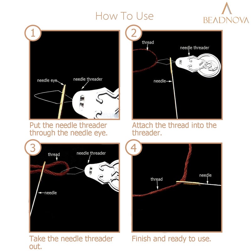 BEADNOVA Embroidery Needle Threader Tool 50pcs Aluminum Sewing Machine Needle Threader for Hand Sewing Cross Stitch Craft Knitting Quilting (50pcs) - Image 4