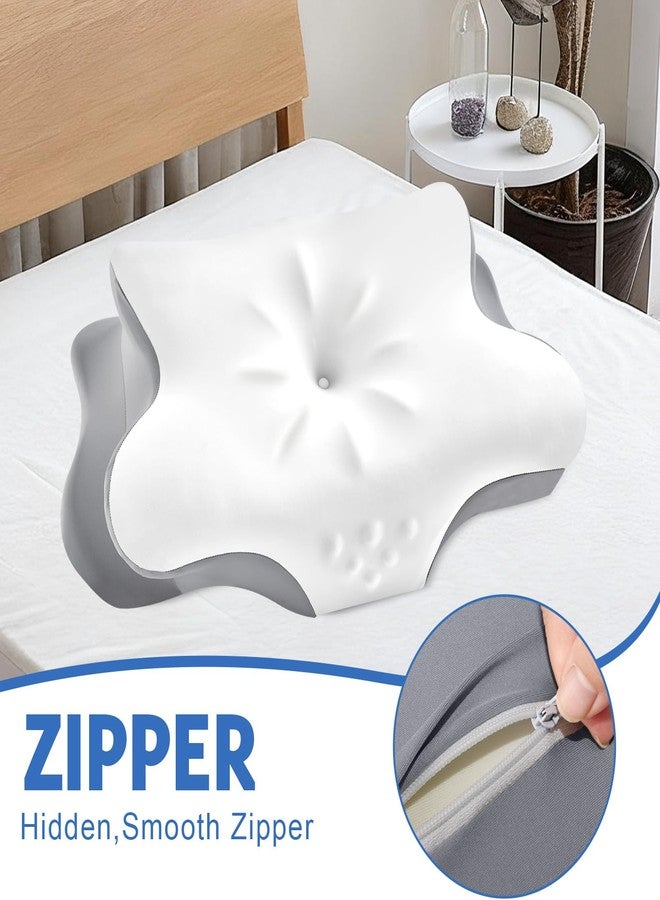 VJASD Pillowcase Cervical Neck Pillow - 1 Pack Ergonomic Case Smooth & Soft Pillowcase - White Pillow Cover with Zipper - Queen Size - Image 3
